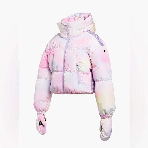 Goldbergh Lumina Puffer Ski Jacket Coat NWT Pastel Pink Purple US 10 Mittens - Picture 1 of 12